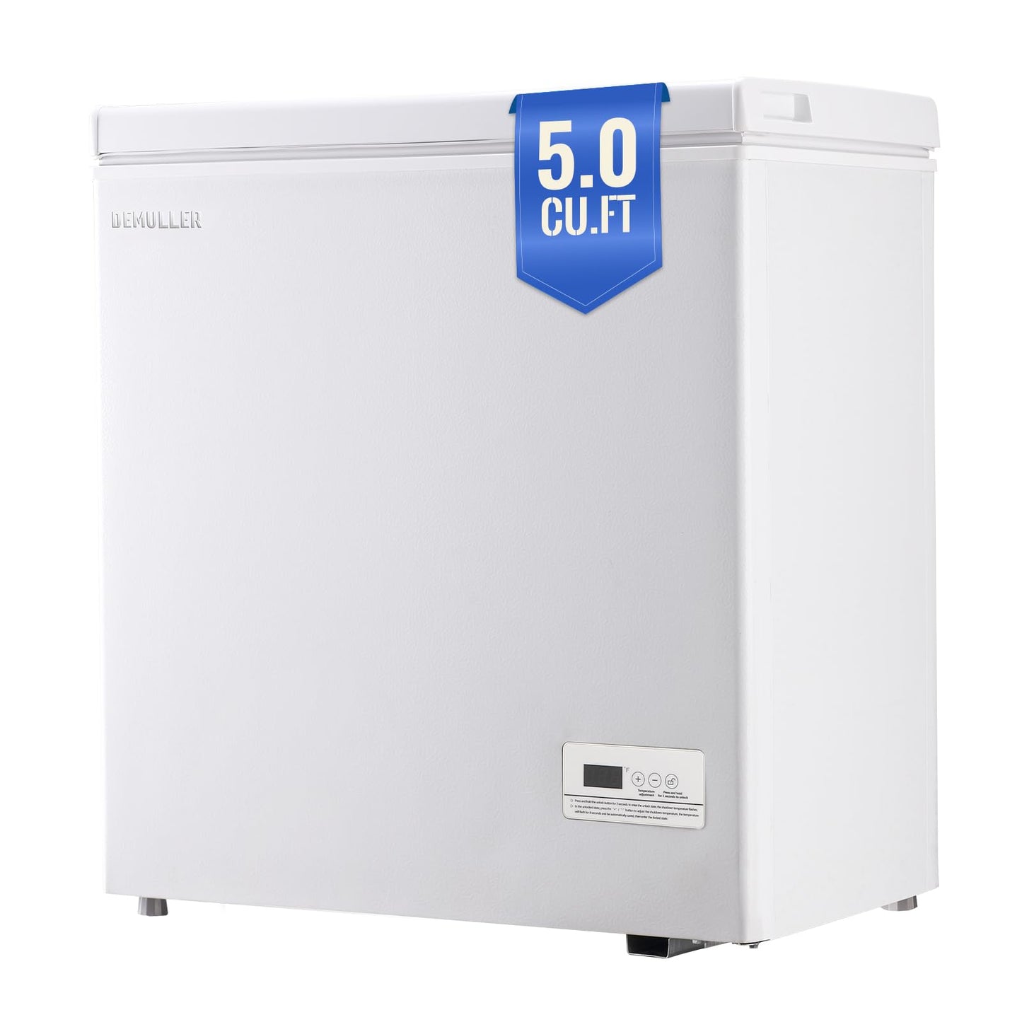 DEMULLER Large Capaity Deep Chest Freezer with Electronic Temperature Control Panel Compact Small Freezers with Two Baskets White (-12℉ to 50℉) Ideal for Kitchen Dorm Apartment