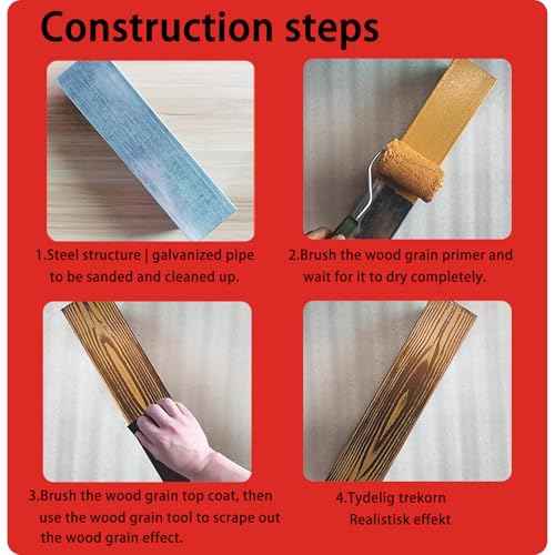 4-Piece Premium Wood Grain Tool Kit | Natural Faux Wood Paint Brushes & Coatings | Ideal for DIY Wall, Furniture Decor & Rustic Home Styles | Exceptional Ease of Use
