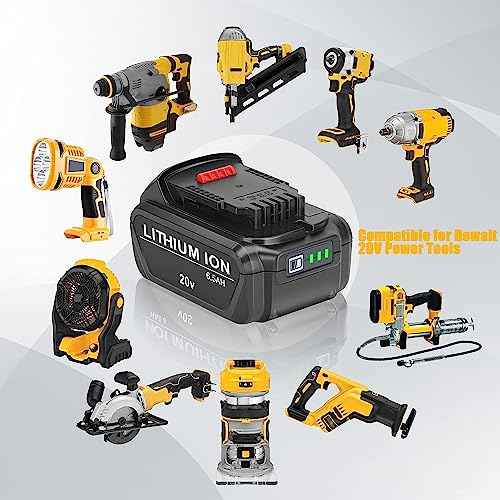 20V Battery Replacement for Dewalt 20V Max Battery DCB201 DCB200 DCB204 DCB206 DCB203, Compatible for Dewalt 20V Battery and Tools, 6500mAh 2 Packs 20V Battery