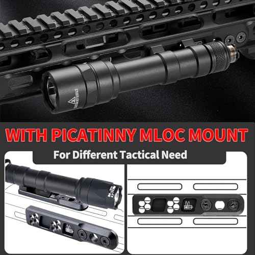 Tactical Flashlight 1000 Lumens with Remote Pressure Switch and M-Mount, Picatinny Mount (600)