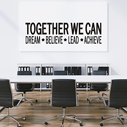 VODOE Together We Can Dream Believe Lead Achieve Wall Decals Office Meeting Room Wall Stickers Inspirational Motivational Art Vinyl Office Teamwork Quotes Business Wall Decor 25"X7"