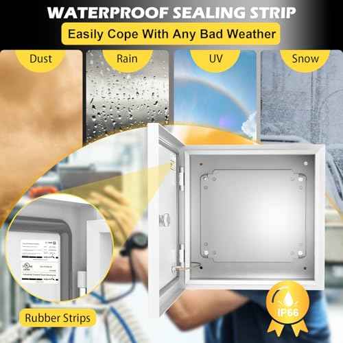 Electrical Junction Box, 12"x10"x8" NEMA Steel Enclosure P66 Waterproof & Dustproof Outdoor/Indoor Electrical Project Box with Mounting Plate