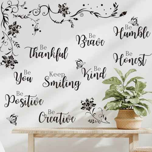 Runtoo Large Inspirational Quotes Wall Art Decals Black Motivational Saying Wall Stickers for Living Room Bedroom Office Lettering Decor