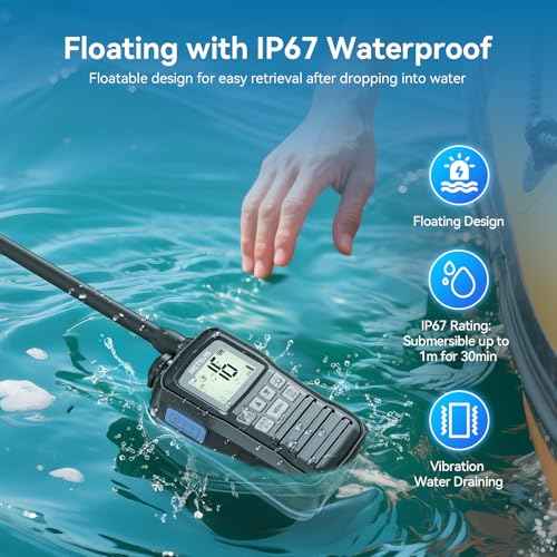 Retevis RM01P Marine Radio-RM01 Upgraded Version, IP67 Floating VHF Radio Handheld Vibration, 1750mAh, Type-C, NOAA, 88 Global Channels, Lightweight and Portable, for Coastal Fishing Kayaking(1Pack)