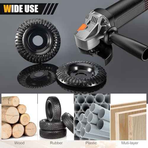 2Pcs Wood Carved Disc Grinder Grinding Wheel Disc 4 Inch, Wood Grinding Shaping Disc for Angle Grinder, for Angle Grinder for 5/8 Inch Mandrel