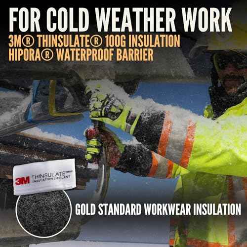 Cestus 5207, ANSI Cut A9 Winter Work Gloves for Men (1,3,10,50 pairs) Insulated Waterproof Impact Gloves for Cold Weather