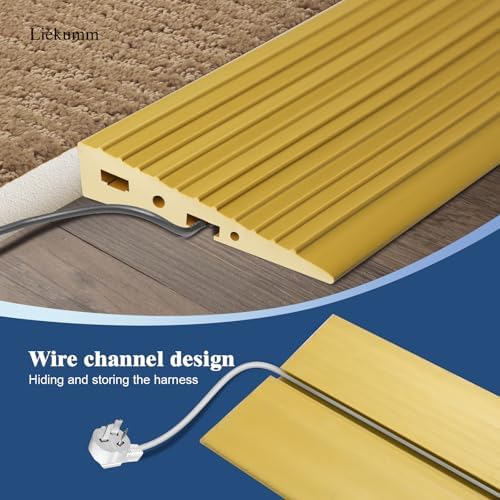 LIEKUMM 1" Rise PVC Threshold Ramp for Doorways, 1700 Lbs Capacity, Transition Ramp for Wheelchairs, Strollers, and Scooters, Cuttable, Black