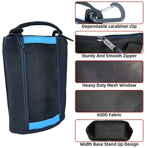 MELOTOUGH Fastener Bag Small Zip Tool Pouch Canvas Utility Zipper Tool Bag with Heavy Duty Mesh Window,Carabiner Clip (4 pack)