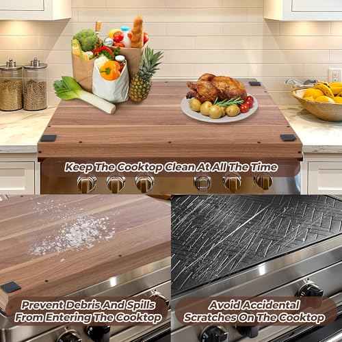 Wolki Noodle Board Stove Covers - 30"L x 22"W x 2.5"Th Heavy-Duty Gas & Electric Stove Top Cover with Built-in Handles for RV and Wooden Serving Tray