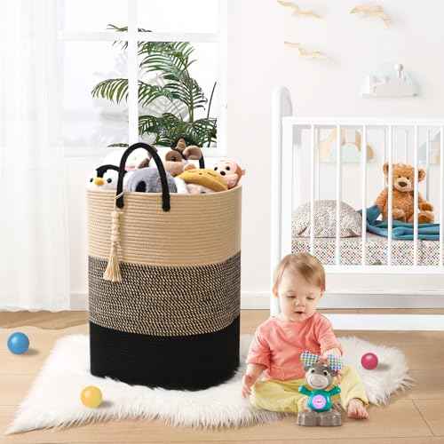 Woven Laundry Basket for Clothes, 100 L Large Rectangle Laundry Hampers, Nursery Storage Basket for Toys, Tall Dirty Clothes Hamper for Bedroom Aesthetic, Bathroom, Laundry Room