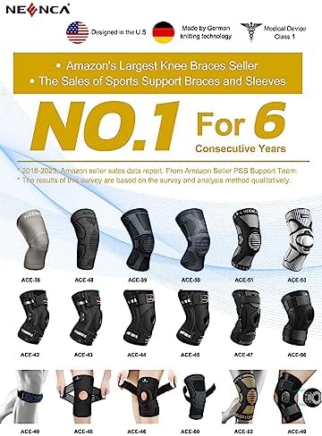 NEENCA Knee Braces for Knee Pain -2 Pack Knee Sleeves for Knee Pain Set, Knee Brace Compression Sleeves, Knee Support for Sports, Running, Meniscus Tear, ACL, PCL, Women & Men...
