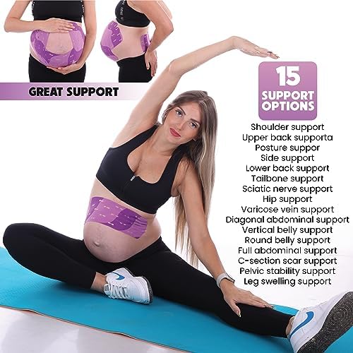 Mama Tape Pregnancy Belly Support | Pelvic and Back Pain Relief | Extra Wide 4" x 16.4' Roll of Kinesiology Tape for Pregnant Skin | Maternity Belly Support | Pregnancy Must Have | Gift for Women
