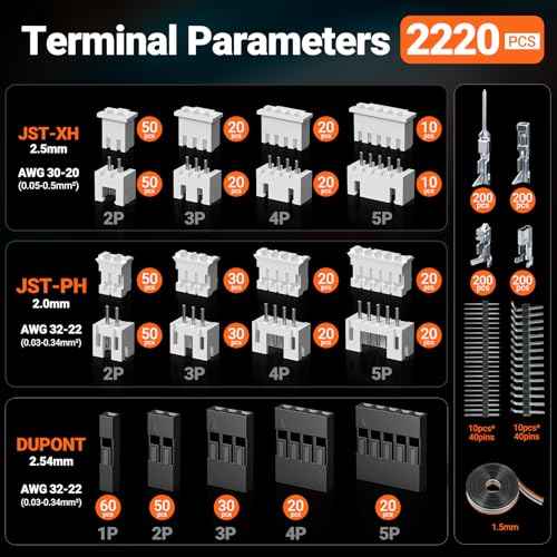 Preciva Crimping Tool Connector kit - AWG28-16/0.08-1.5mm©÷ Ratcheting Crimper with 620Pcs Connectors and 1600Pcs Pins | Crimp Tool for Dupont, JST, ATX, EPS, PCIE, SATA Series