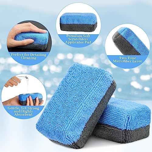 Mudder 24 Pcs 3.5 x 1.5 x 1.5 Inch Car Wax Applicator Pad Rectangular Microfiber Applicator Pads Sponge Ceramic Coating Applicator Car Foam Cleaning for Wax Applying Sealants Detailing Polishing