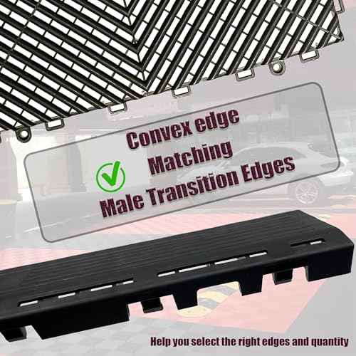 Brand HTWELL Special Accessories£ºTransition Edge Kit,Only fit HTWELL Interlocking Garage Floor Tiles, Not with Other Brands£¨12 Male_Edges,Black£©