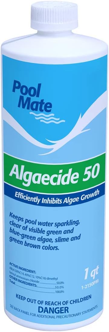 Pool Mate 1-Quart 2-Pack Premium Algaecide 50, Algaecide for Pool, Made in USA