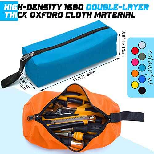 9 Packs Small Tool Pouch Zipper Tool Bags Canvas Waterproof Versatile Hand Zippered Tool Pouches Heavy Duty Multipurpose Zipper Tool Pouch Tote Bag for Organizer Storage (11.8 x 3.9 x 3.9 Inch)