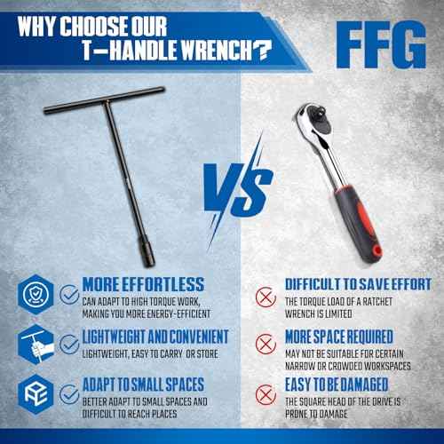 FFG T - Handle Metric Socket Wrench 6- Point 10mm Chrome Vanadium Steel T Handle Wrench Hex Socket For Car Motorcycle Dirtbike Repair