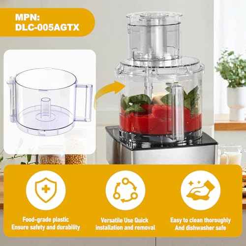 DLC-005AGTXT1 Replacement 14-Cup Food Processor Work Bowl with Gray Handle Compatible With Cuisinart DFP-14, for Cover DFP-14NWBCT1 NOTE: 4 Tabs on Top Rim of Workbowl