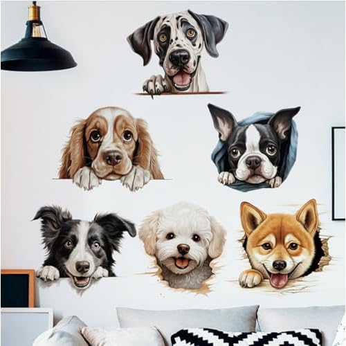 Wall Decals Puppy Dog Peel and Stick for Bedroom Kids Room Decor