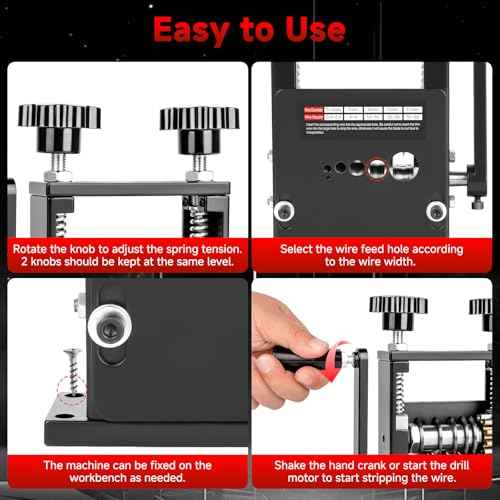 Manual Wire Stripper Machine, Wire Stripping Machine with 6 Channels & 5 Blades for 0.12" to 0.67" Scrap Copper Wire, Drill Powered Hand Crank Wire Stripper Tool for DIY Cable Copper Wire Recycling