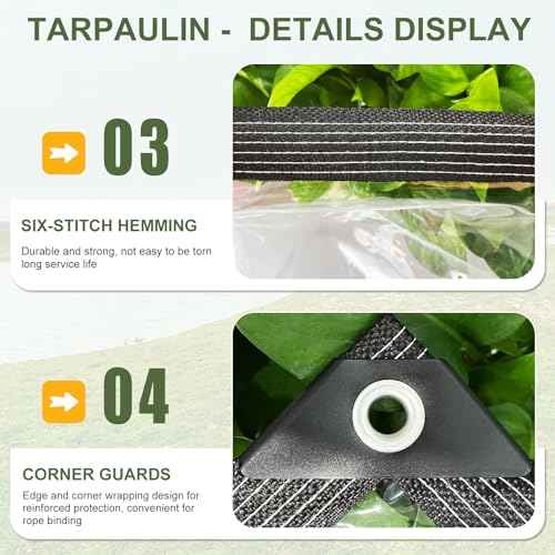 Clear Tarp with Grommets 6x12ft Clear Tarps Heavy Duty Waterproof 14 Mil Thickened PVC Tear-Resistant Reinforced Edges Clear Plastic Vinyl Tarp for Patio Chicken Coop Cover Greenhouse Plant Enclosure