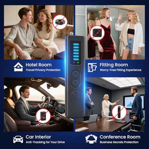 Hidden Camera Detectors - 2025 Advanced Camera Detector, Hidden Device GPS Detector, Bug Detector, Camera Detector for Hotels, Travel, Office, 5 Levels Sensitivity (Black)
