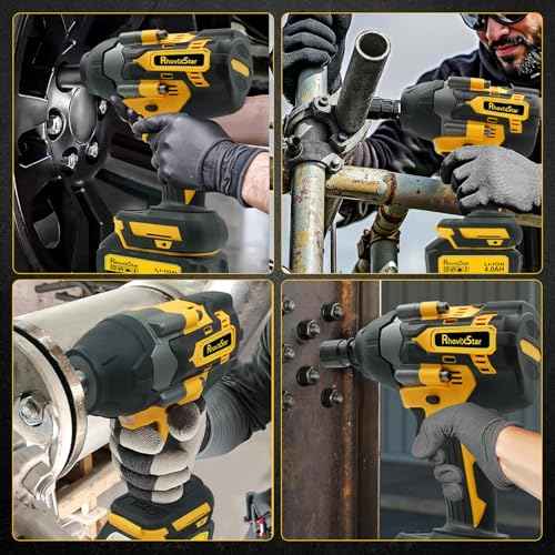 Rhovixster 1/2 Impact Gun, Cordless Impact Wrench Set, 1/2 Torque Impact, Brushless Motor High Torque Impact Guns with Battery and Charger