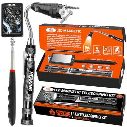 Valentines Day Gifts for Him Men Husband - Magnetic Pickup Tool and Extendable Mirror, Telescoping Magnet Flashlight, Mens Birthday Gifts for Dad from Daughter or Wife