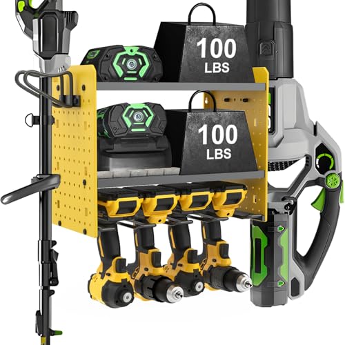 Wall Mount for EGO-Compatible Tools ? 3-Layer Adjustable Garage Organizer 200lbs ? Heavy Duty Hanger for Leaf Blower, Trimmer, Weed Eater