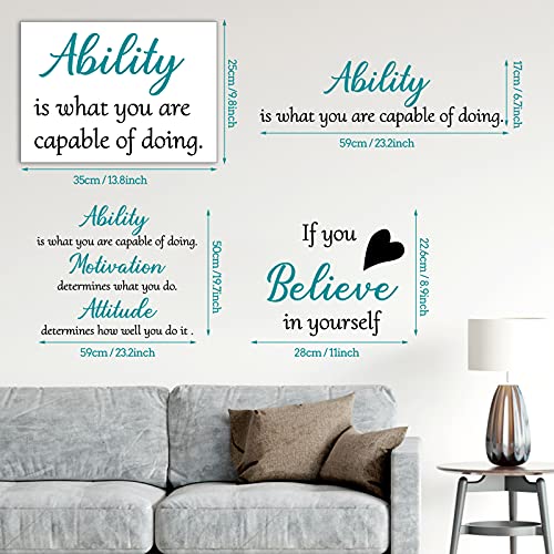 3 Sheets Vinyl Quotes Stickers, Inspirational Saying Wall Decals for Home, Office, School, Teen Dorm Room