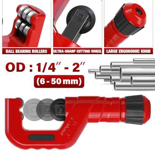 4-1 Tubing Cutter Set, Heavy Duty Pipe Cutter 1/4¡¯¡¯-2¡¯¡¯ OD, Mini Pipe Cutter 1/8¡¯¡¯-7/8¡¯¡¯OD, Mini Copper Pipe Cutter with Deburring Tool, PVC/Aluminium/Plastc Pipes, Suitable for repair & DIY workers