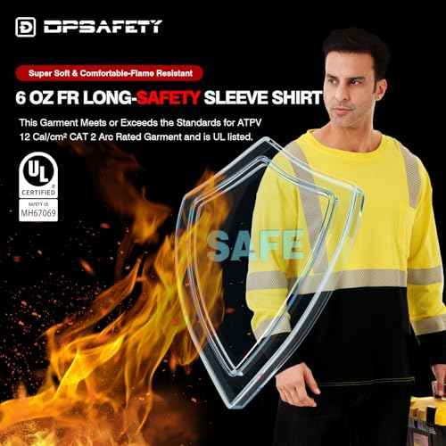FR Shirt 6 oz Hi Vis Fire Resistant Flame Resistant Shirts for Men,Welding Shirt Cotton CAT2 Long-Sleeved Shirts