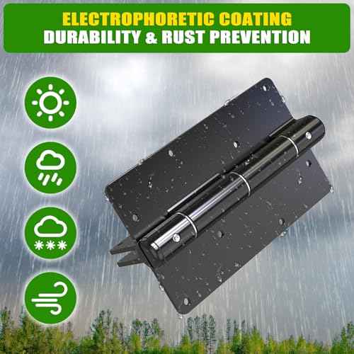 5-3/4" Self-Closing Gate Hinges Heavy Duty 4-Pack - Black Steel Spring Hinges for Wood Fence, Vinyl Gates, Pool & Garden | Weatherproof Electrophoretic Finish