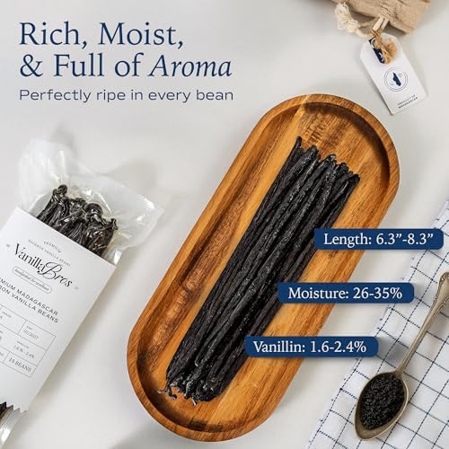 15 Madagascar Vanilla Beans Grade A - Gourmet Bourbon Vanilla Pods 6.3-8.3" - For Baking, Cooking & Homemade Vanilla Extract - VanillaBros