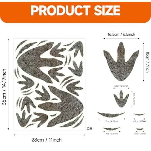 150 Pcs Dinosaur Decor Dinosaur Footprints Wall Decals, Peel and Stick Dinosaur Footprint Stickers, Realistic Dinosaur Footprint Wall Stickers Suitable for Baby Room Bedroom Decoration (Grey 150 Pcs)