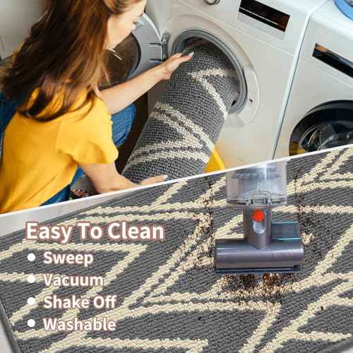 HDFK Door Mat, 48x32 Inch Gray Ultra-Dense Rug for Muddy Paws - Industrial TPR Backing Entryway Carpet for Office Home, Washable Outdoor Mat Traps Mud & Pet Hair