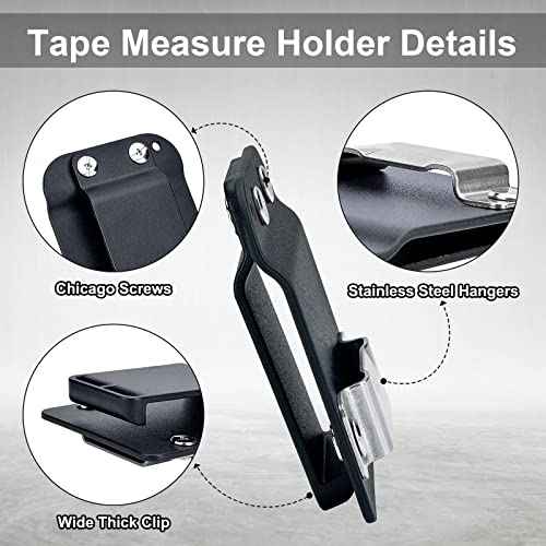 2 Pack TapeCatcher, Tape Measure Holder for Belt, Low-Profile Tape Measure Belt Clip, Fits up to 2" Tool Belt, Tape Accessories