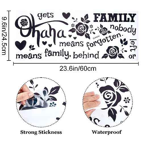 PLIGREAT Ohana Means Family Quotes Wall Stickers Removable Vinyl Peel and Stick Wall Decals for Living Room Bedroom Sofa TV Background Hallway Photo Wall Decoration Home Indoor DIY Wall Art Decor