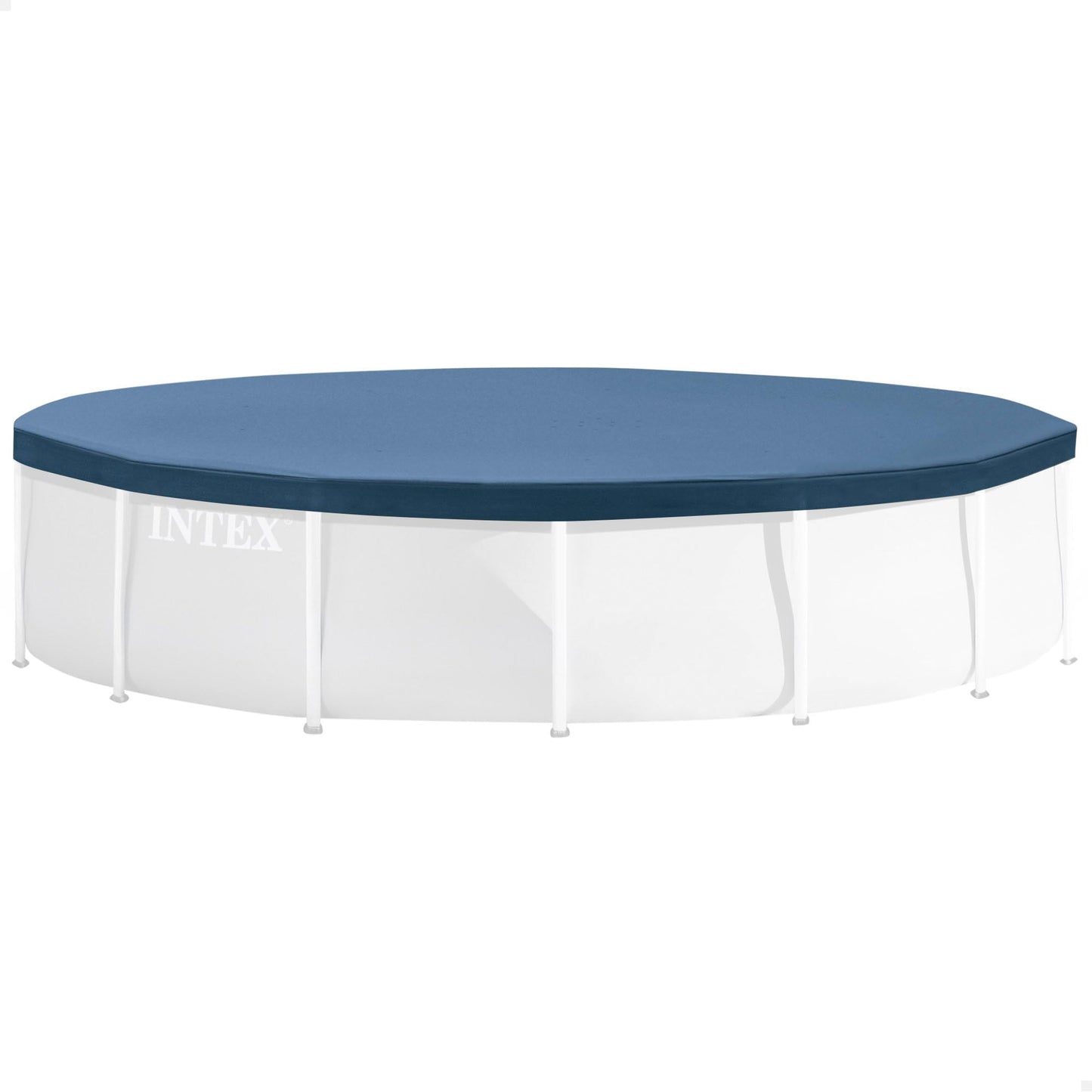 INTEX 28030E Pool Cover: For 10ft Round Metal Frame Pools – Includes Rope Tie – Drain Holes – 10in Overhang – Snug Fit