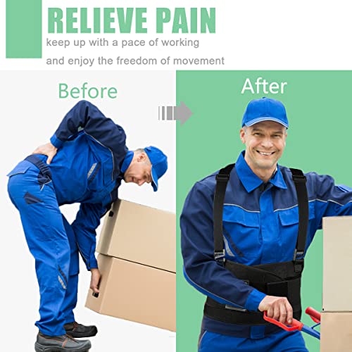 Work Back Brace - Back Support Belt for Lower Back Pain Relief, Heavy Lifting, Herniated Discs - Industrial Back Brace for Work With Shoulder Straps Fits Men and Women 3XL/4XL(45"-53")
