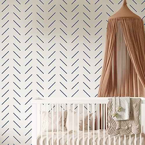 6 Pack 14'' Modern Herringbone Geometric Brick Hexagon Boho Lines Wall Stencils for Painting Large Pattern on Wall, Reusable Decorative Template for Scandinavian Painting Wall D?cor