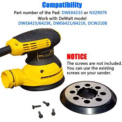 5" Hook-&-Loop Replacement Sander Pad for DeWalt DWE6423/6423K, DWE6421/6421K, DCW210B Random Orbital Sander - 5 Inch Aluminum Alloy Sanding Pad for Part Number DWE64233 & N329079 ¡¦