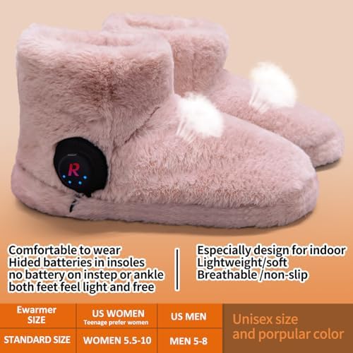 Foot Warmer for Cold Feet, Rechargeable Heated Slippers Women, Graphene Electric Heating Boots Socks Shoes Indoor, Built-in Batteries, Washable,8 Hours Heat, Save Heating Bills