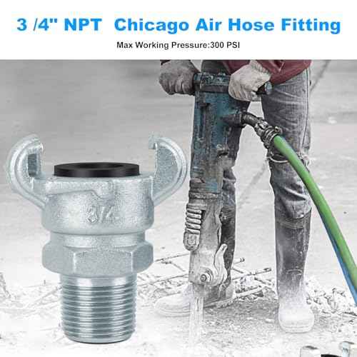 3/4 Chicago Fitting for Air Hose Fitting, NPT Male End Chicago Fitting,Universal Air Hose Fitting, Iron 2 Lug Universal Coupling