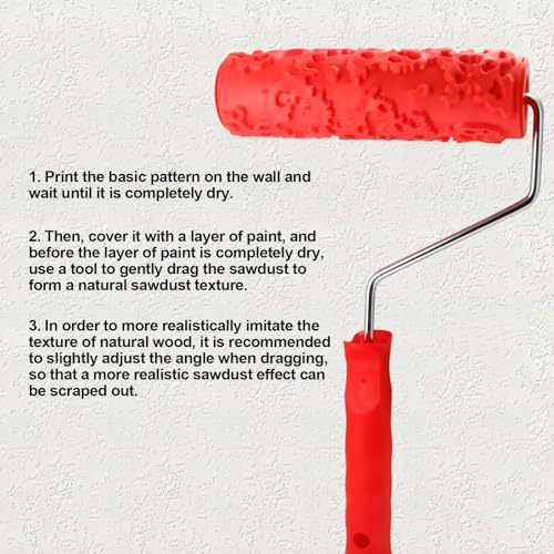 Wood Graining Tool Set, 3 Pcs 7" Fake Wood Grain Roller Painting Tool with Handle DIY Rubber Graining Tool Paint Look Like Wood On All Surfaces, Texture Roller