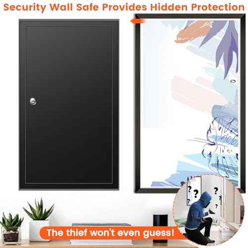 25.6" Tall Wall Safes Between the Studs with 2 Removable Shelf, Lockable Hidden Safe Box with 40 Hooks for Keys Jewellery, In Wall Safe for Money Medicines Valuables