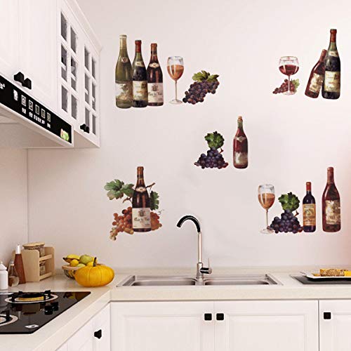 decalmile Farmhouse Style Kitchen Wall Decals Grape Fruit Wall Stickers Dining Room Living Room Bar Kitchen Wall Decor(Bottle Size: 12" to 14")