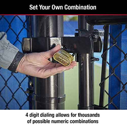Master Lock Brass Combination Lock, Gate Lock for Outdoor Fence or Shed, Customizable Combination Padlock with 2-inch Wide Body and 1-inch Shackle, 2 Pack, 175EC2