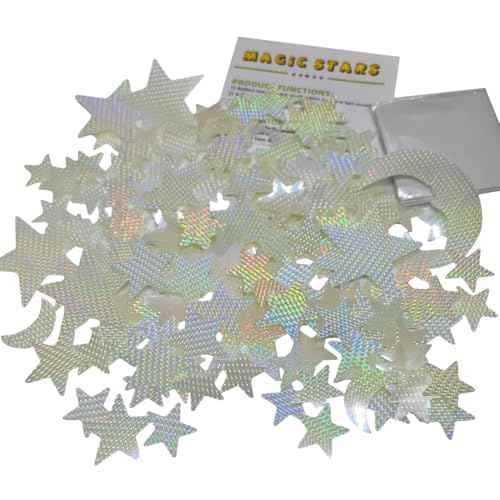 3D Magic Stars - Display Holographic Colors Under Light Source and Glow in The Dark After Absorb Light Source, Glow in The Dark Stars for Ceiling, Wall Stickers Decal